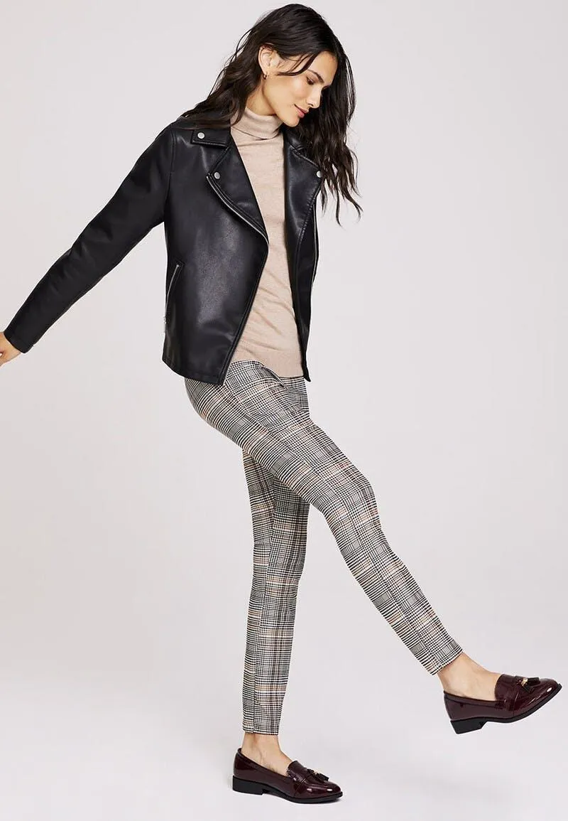 Womens Brown Check Skinny Trousers