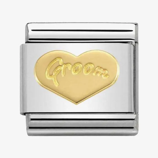 CLASSIC Gold Symbols Groom Heart Charm
