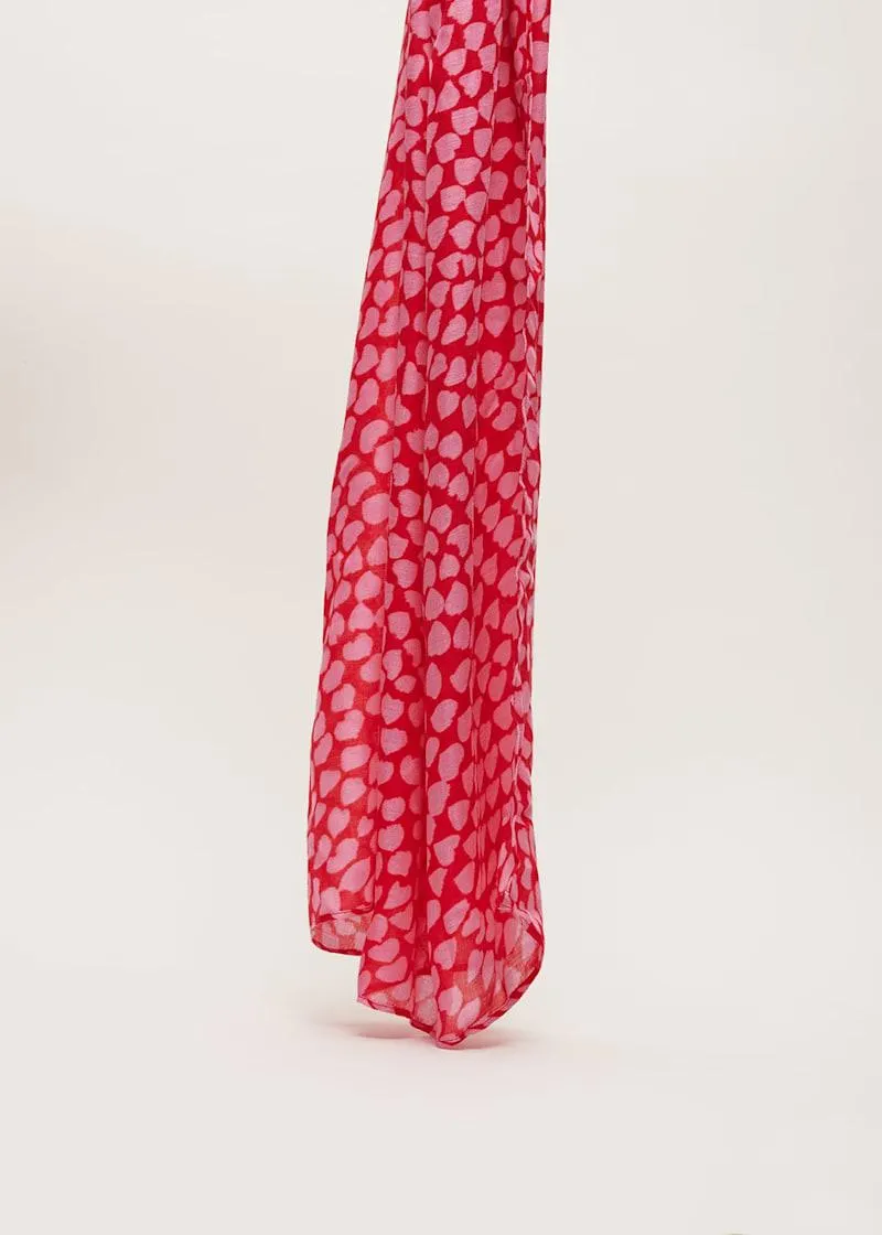 Heart Print Lightweight Scarf