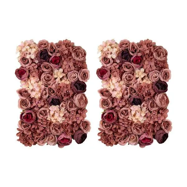 Set of 2 Artificial Premium Mixed Flower Walls