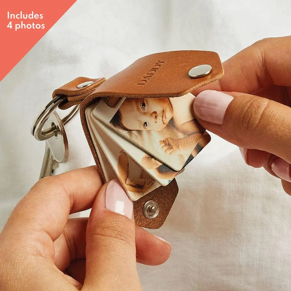Personalised Multi Photo Leather Case Keyring
