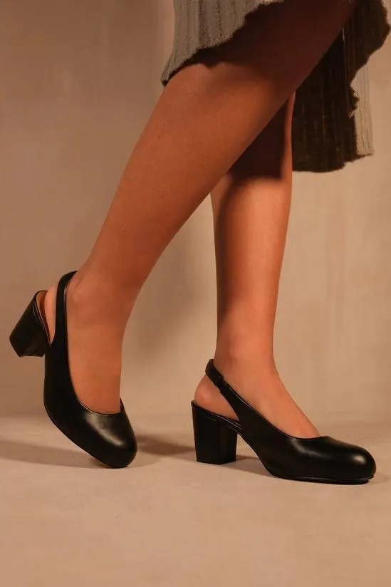 'Edith' Block Heel Slingback Shoes