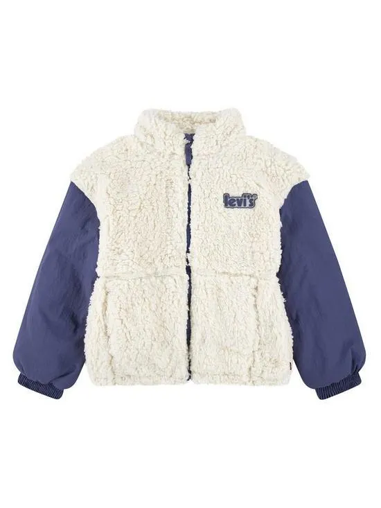 Girls Boxy Fit Sherpa Jacket - Antique White