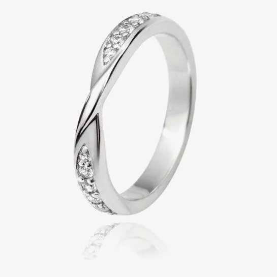 18ct White Gold 3.3mm Diamond Twist Wedding Ring WS22(3.3) 18W
