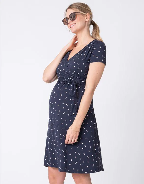 Navy Blue Maternity & Nursing Dress