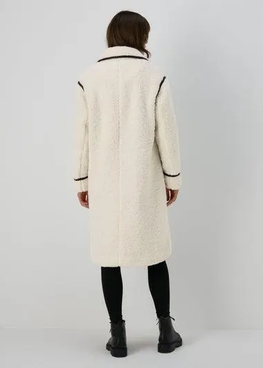 Cream Oversized Borg Tailored Coat