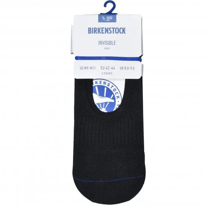 Birkenstock 3-Pack Organic Cotton Sole Invisible Socks, Black