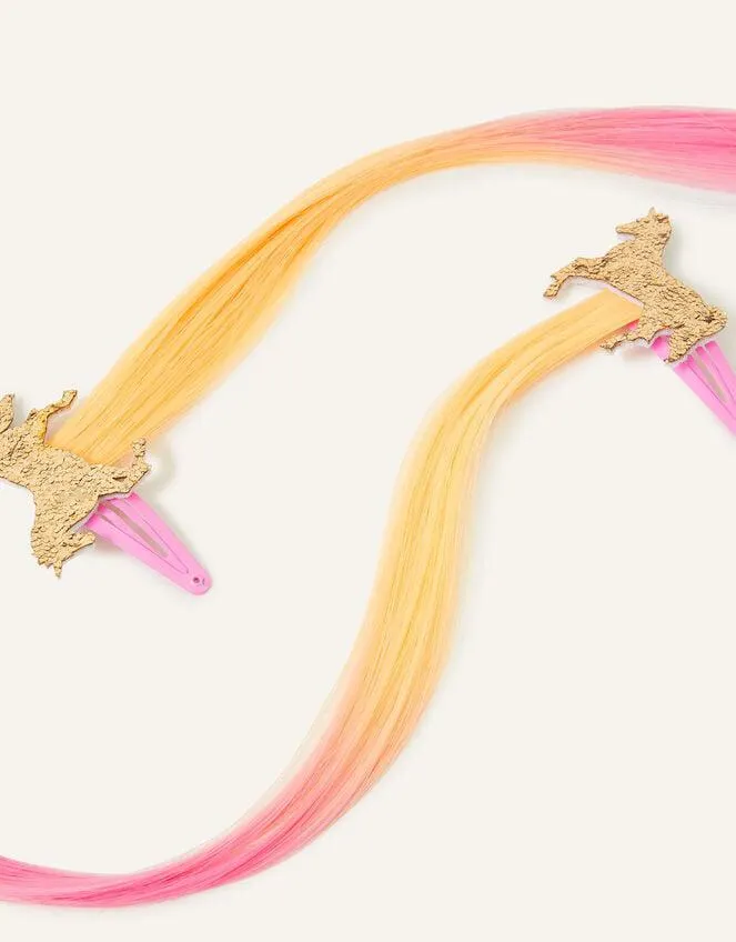Girls Unicorn Fake Hair Clips Set of Two