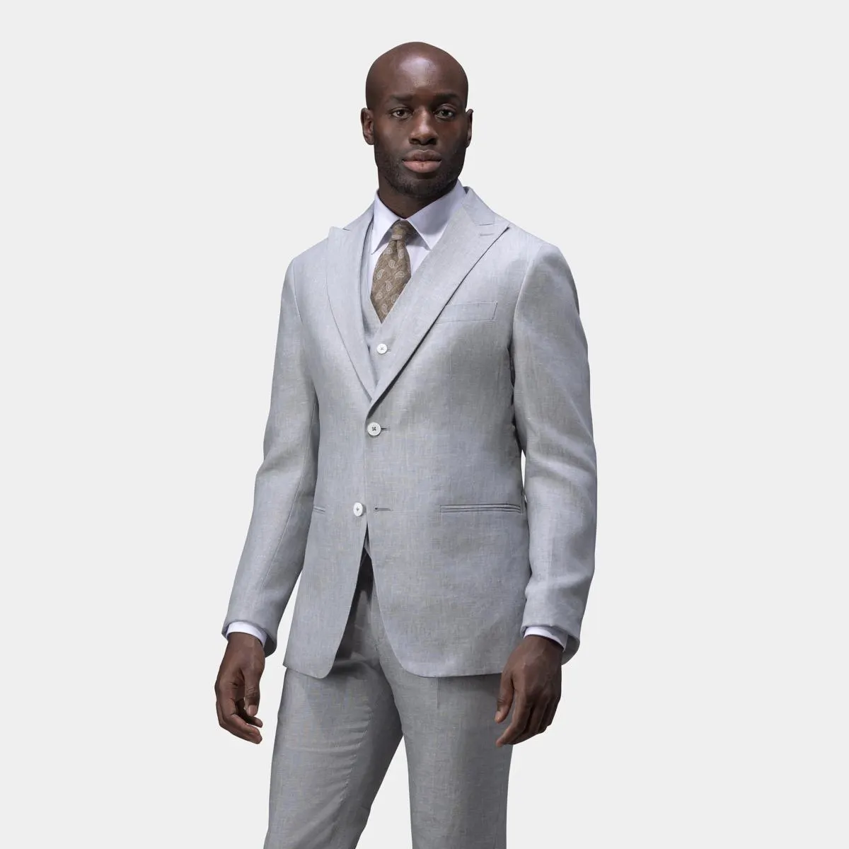 Light silver gray three-piece suit