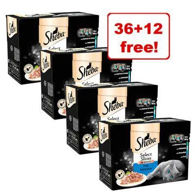 48 x 85g Sheba Pouches Wet Cat Food - 36 + 12 Free!*