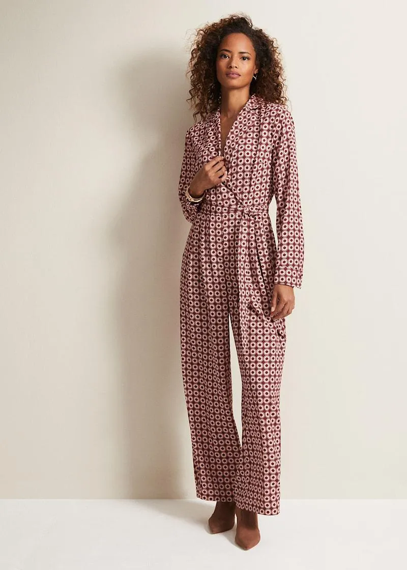 Bianka Satin Geo Wide Leg Jumpsuit