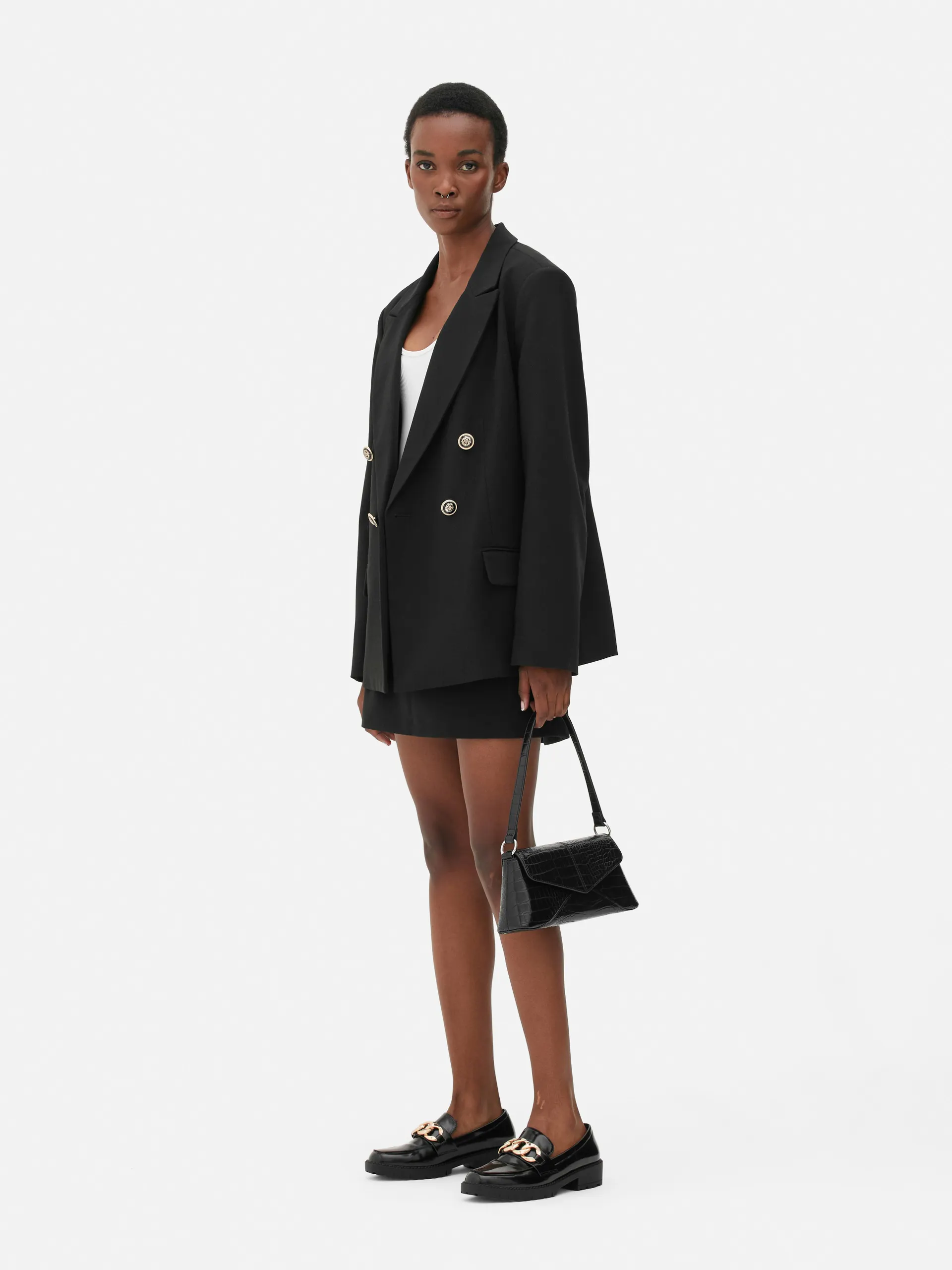 Double-Breasted Twill Blazer