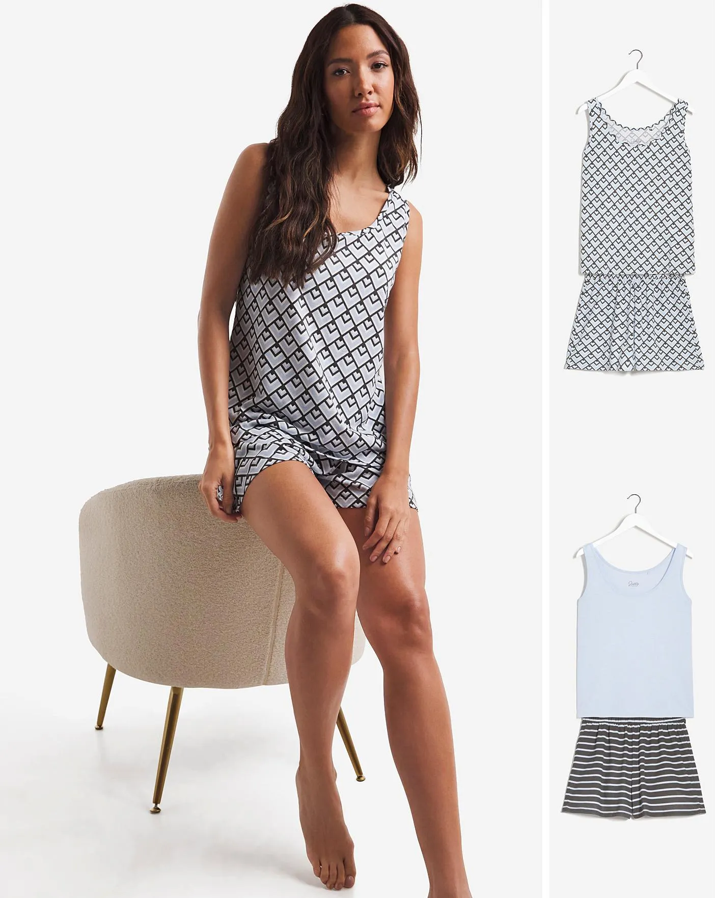 Pretty Secrets 2 Pack Geo Print Shortie Pyjama Set