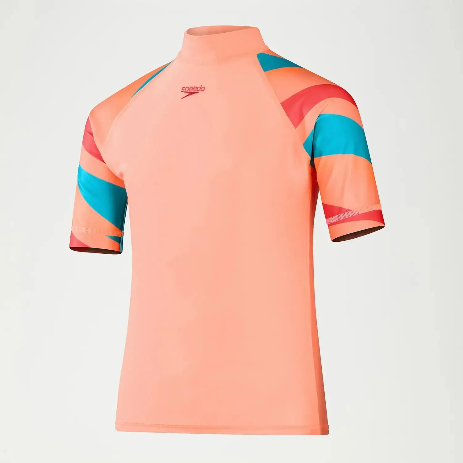 Girl's Short Sleeve Sun Top Coral/Aqua