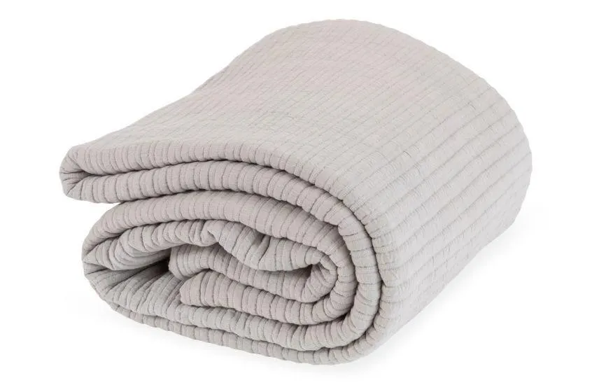 Lule Cotton Linear Quilt Grey 240 x 260cm