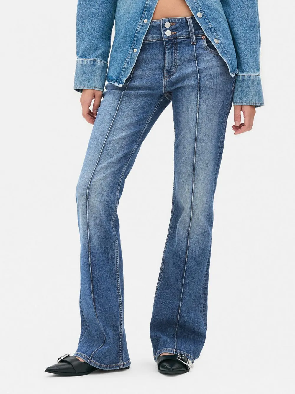 Flared Pintuck Jeans