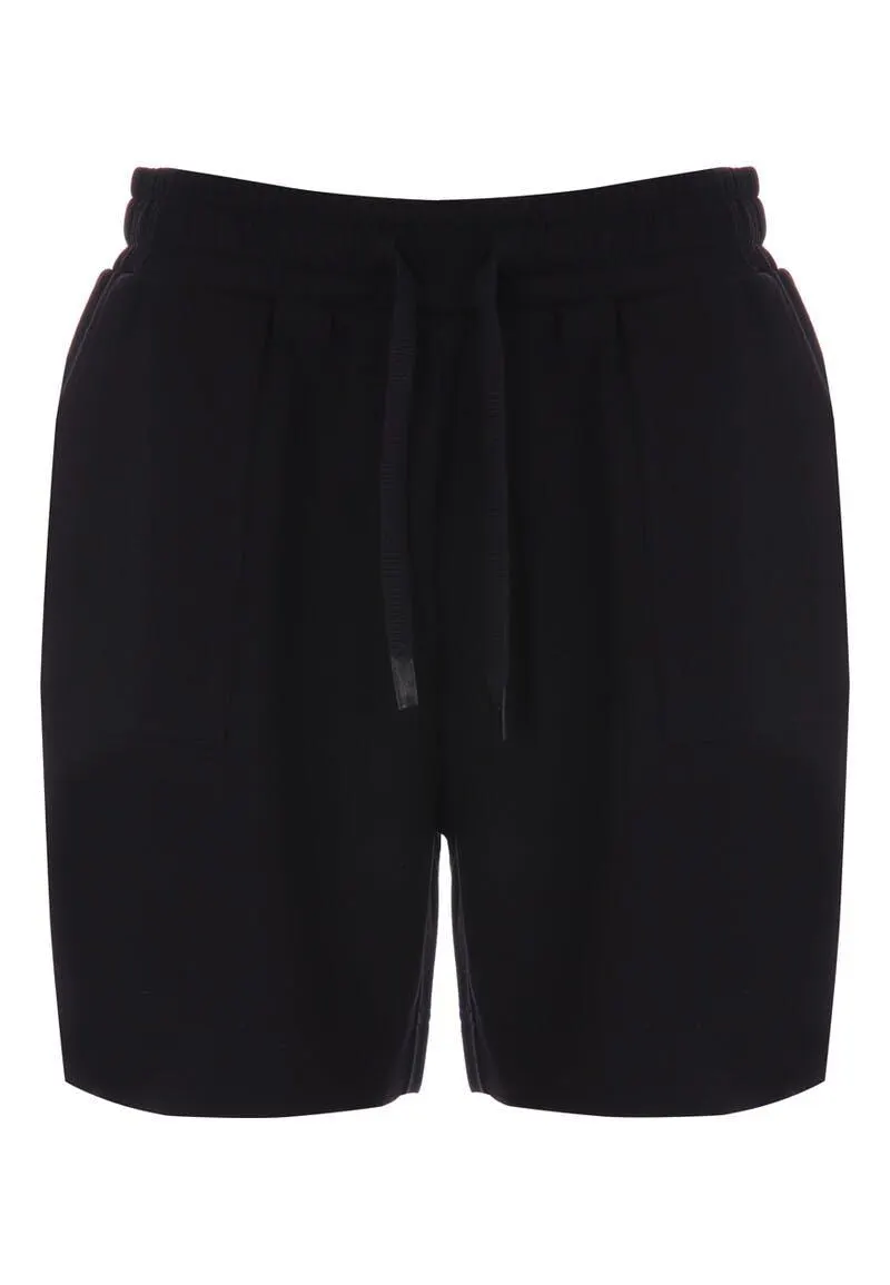 Womens Black Drawcord Waist Shorts