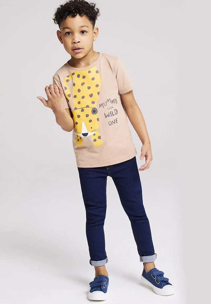 Younger Boys Taupe Mummys Little Wild One T-Shirt