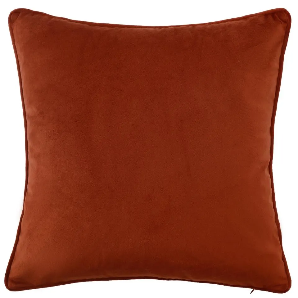 Plain Velvet Cushion - Rust - 43x43cm