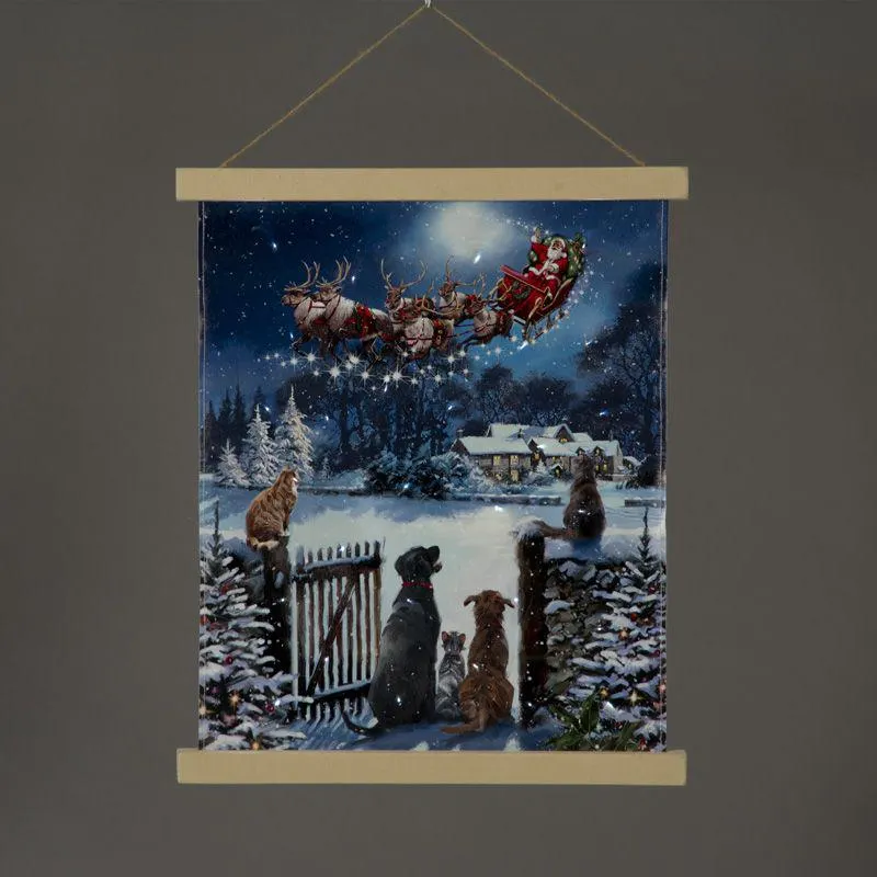 Cats and Dogs Fibre Optic and LED Christmas Hanging Canvas