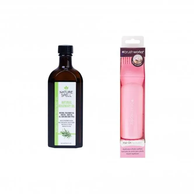 Nature Spell Rosemary Oil + Brushworks Hair Oil Applicator Bundle
