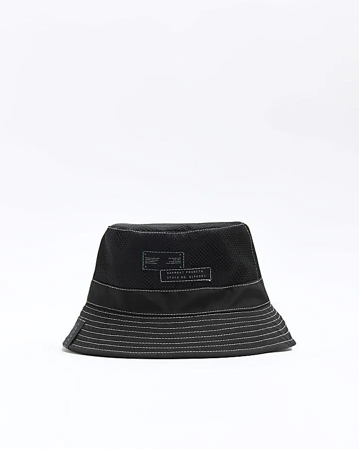 Mini boys Black Nylon Mesh Bucket Hat