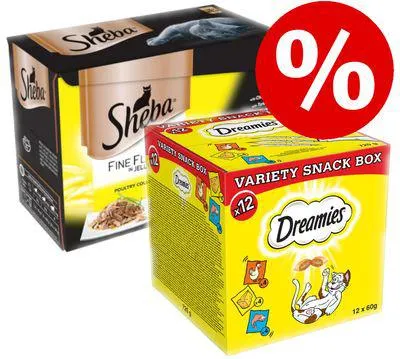 48 x 85g Sheba Pouches + 12 x 60g Dreamies Snack Box - Bundle Price!*