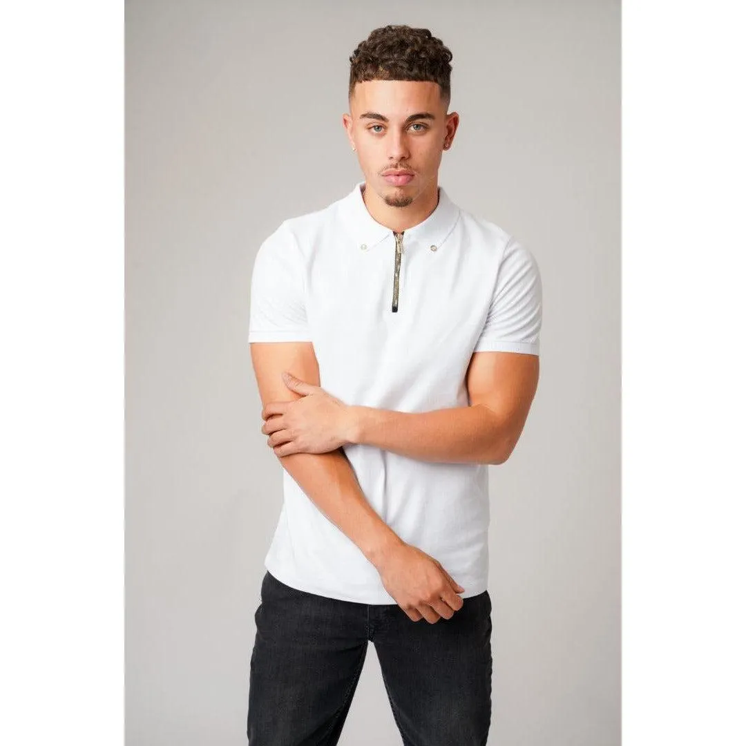 Don Jeans Don Zip Polo T-Shirt White
