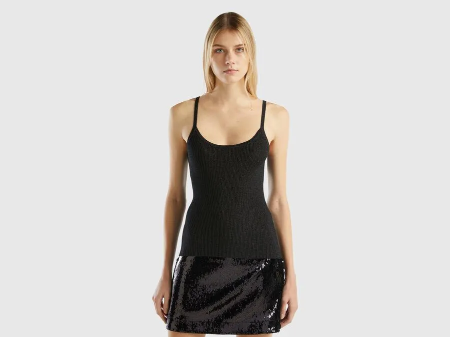 Stretch tank top with lurex
