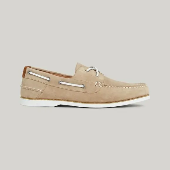 Mens Beige Suede Boat Shoe