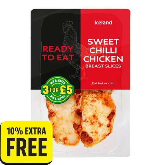 Iceland Ready to Eat Chicken Sweet Chilli Breast Slices 160g + 10% Extra Free
