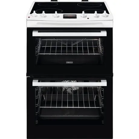 Zanussi ZCV66078WA 60cm Electric Double Oven with Ceramic Hob - White