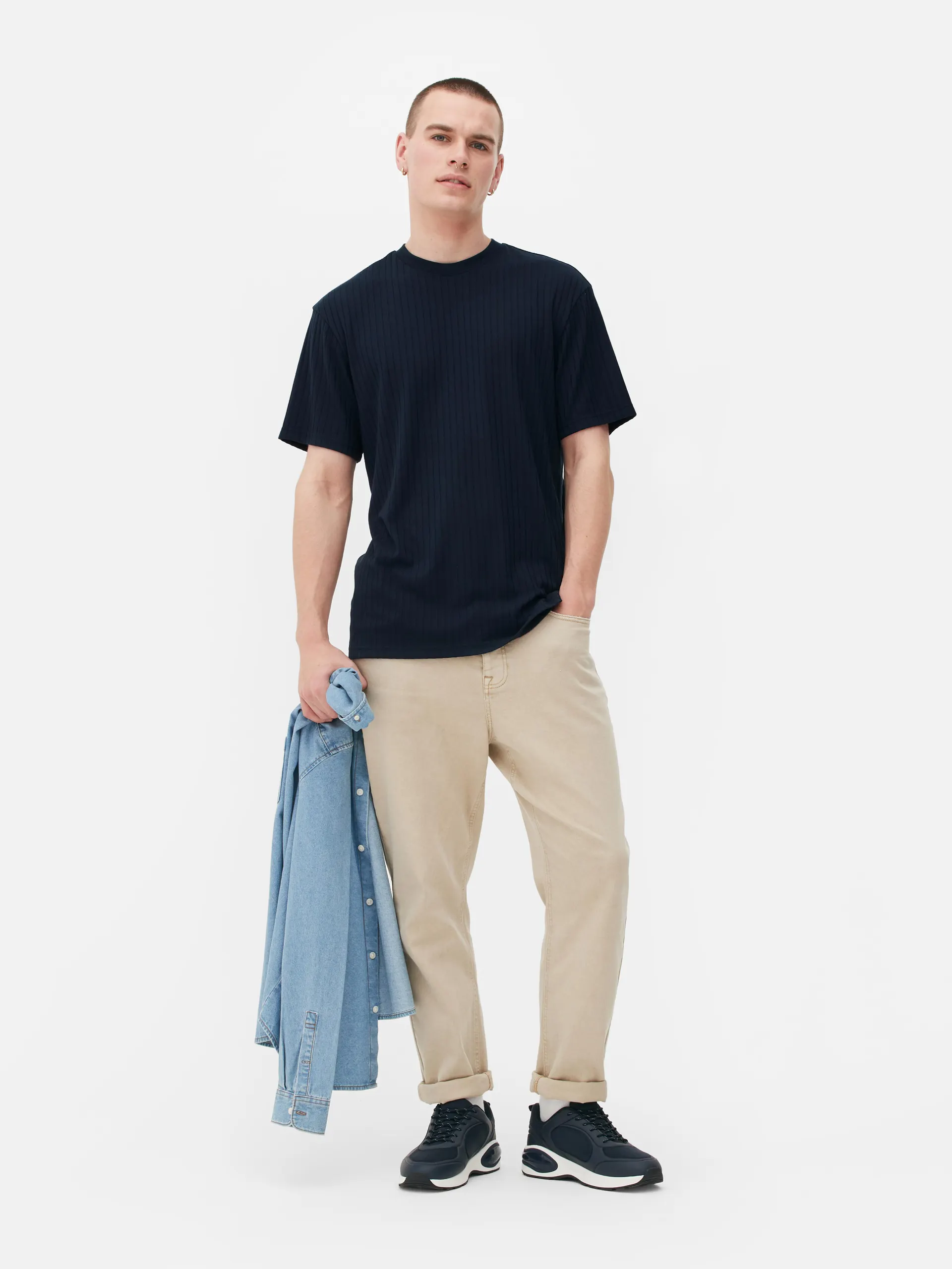 T-shirt corte folgado canelada