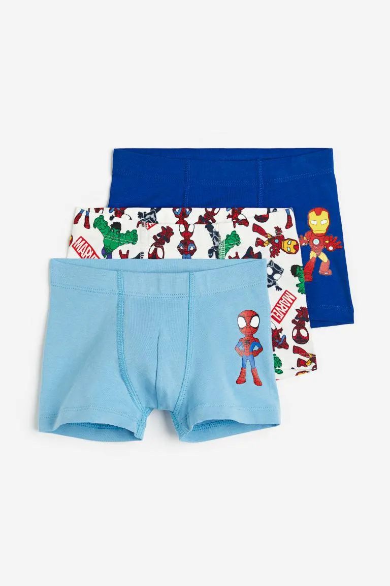 3-pack print-motif cotton boxer shorts
