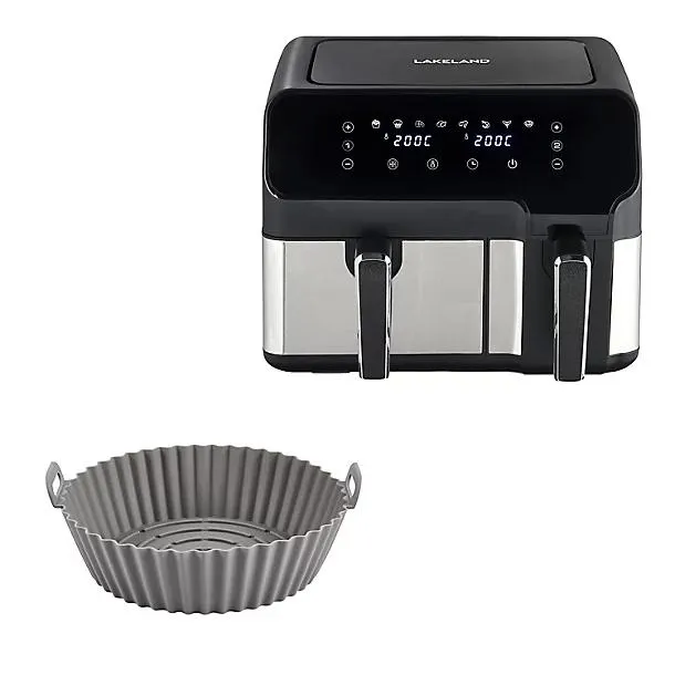 Lakeland Dual Basket Air Fryer and Silicone Basket Bundle