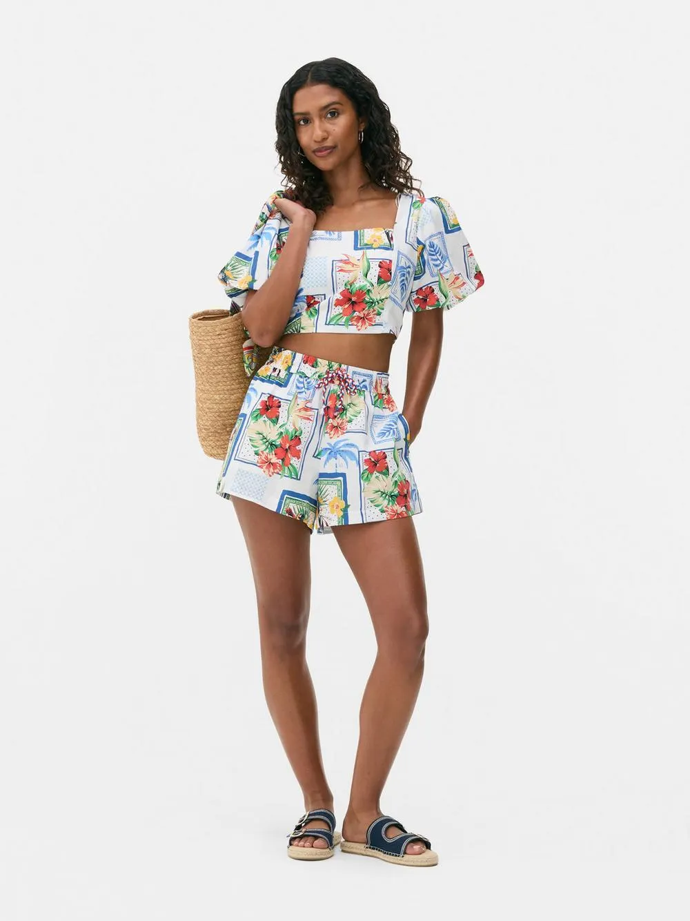 Postcard Puff Sleeve Crop Top