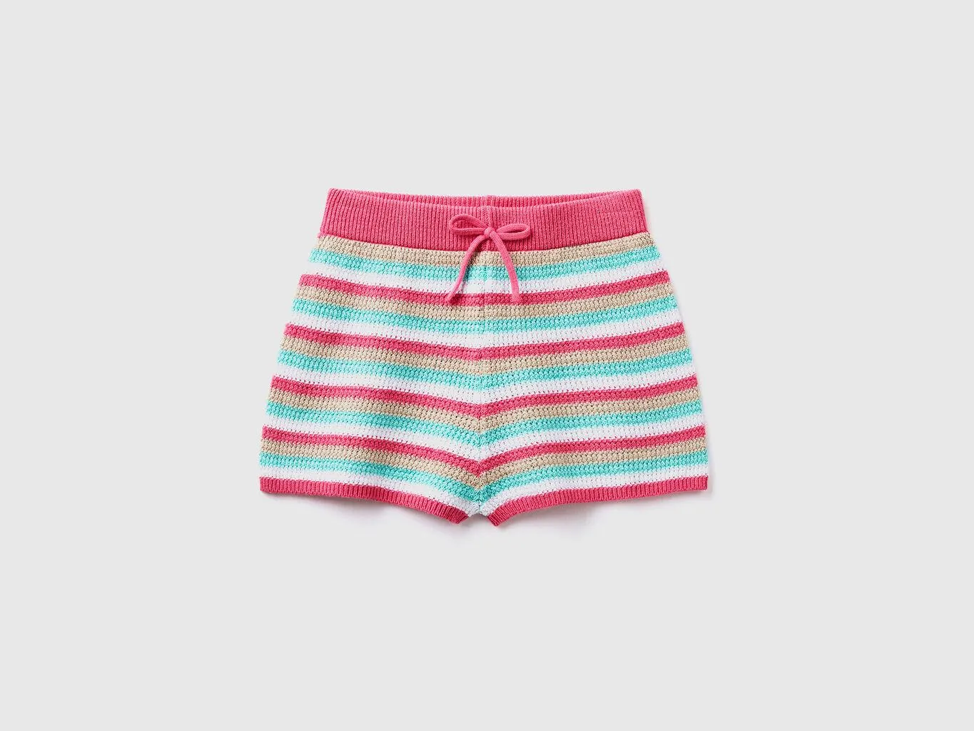 Striped crochet shorts