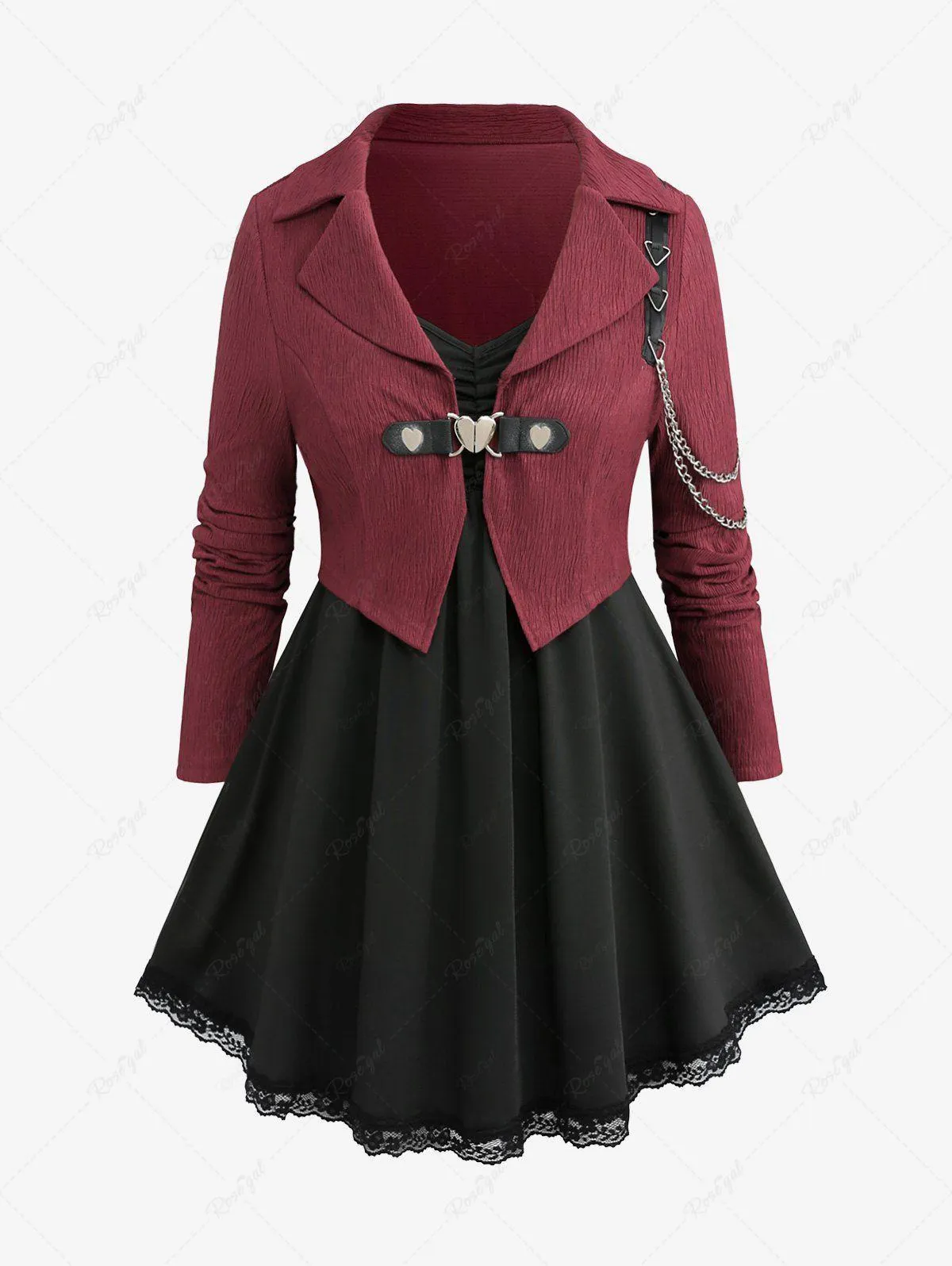 Plus Size Lace Trim Ruched Cami Top and Chains Buckle Blouse - 2x | Us 18-20