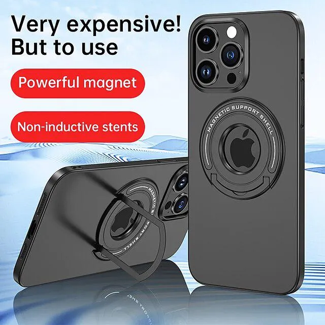 Phone Case For Apple With Magsafe iPhone 14 13 12 Pro Max Plus Ring Holder Magnetic Dustproof Playing with Apple Logo Solid Colored Armor TPU PC