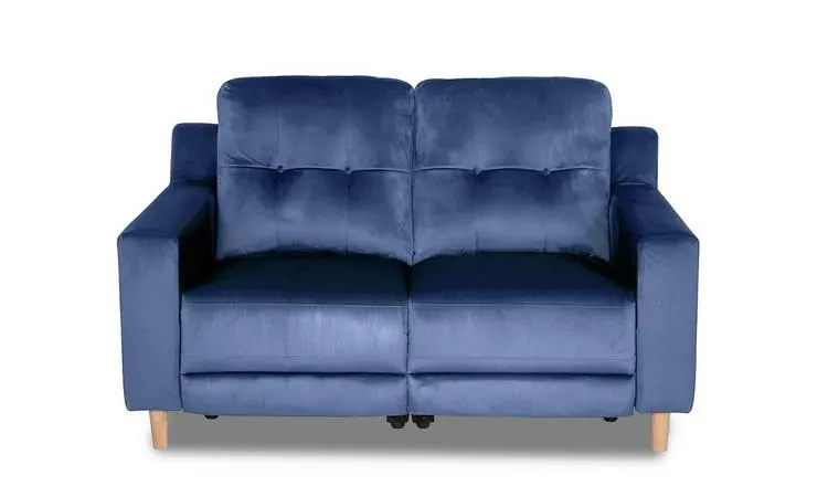 Habitat Emerson Velvet 2 Seater Recliner Sofa - Navy Blue