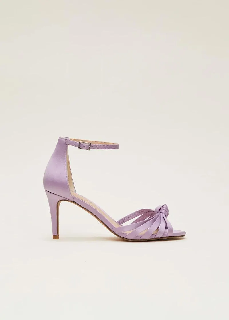 Purple Satin Open Toe Heels