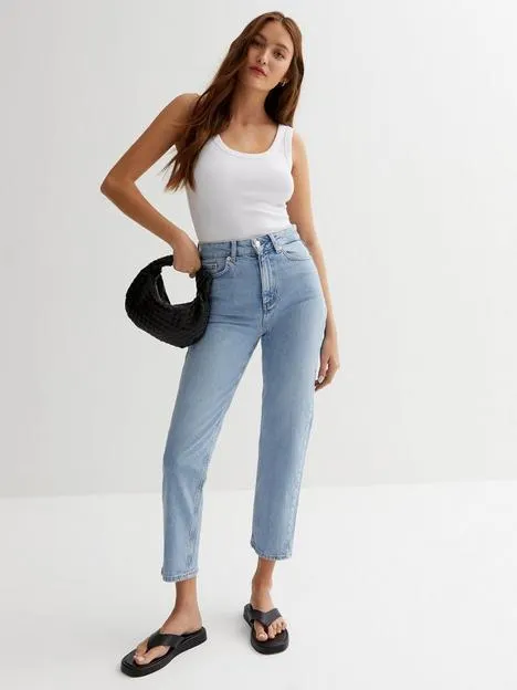 Blue Waist Enhance Tori Mom Jeans