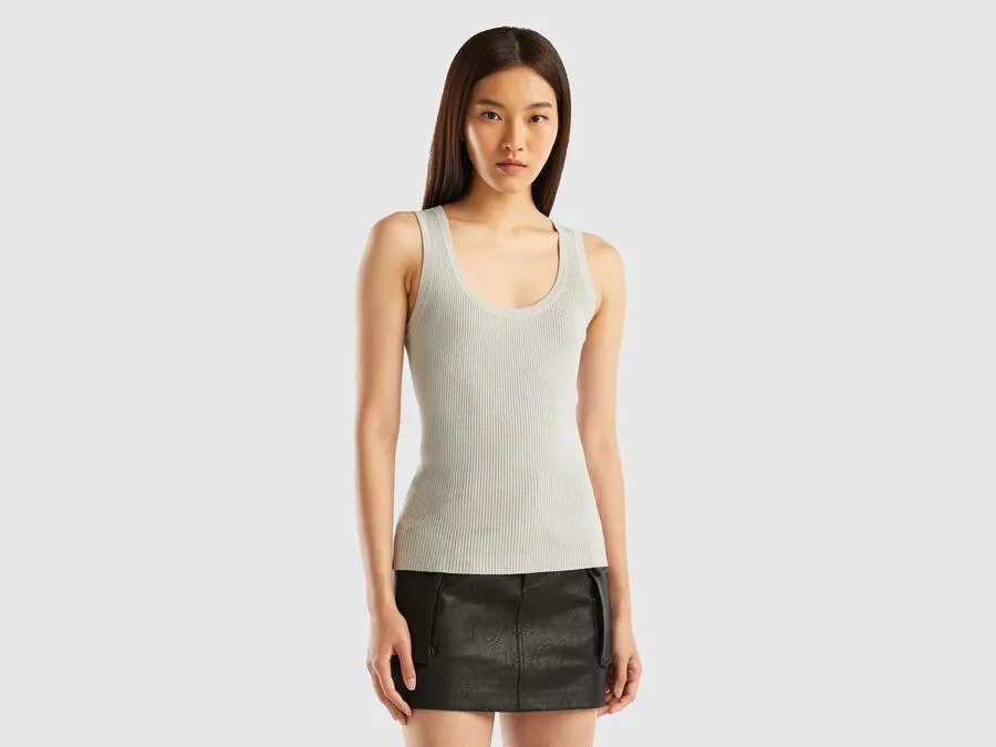 Ribbed tank top with lurex