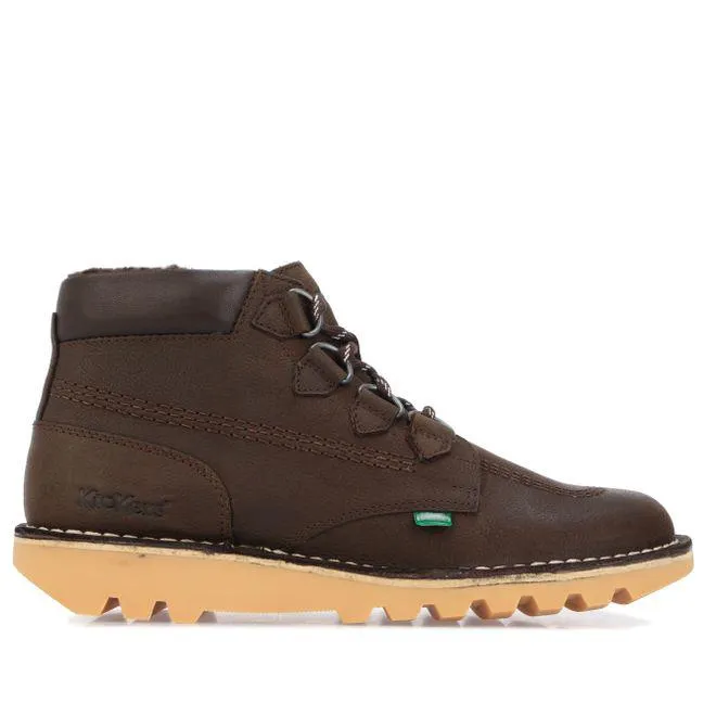 Kickers Mens Kick Hi Leather Boots in Brown