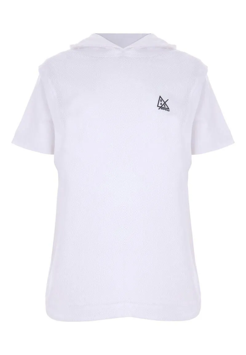 Older Boys White Airtex Hooded T-Shirt