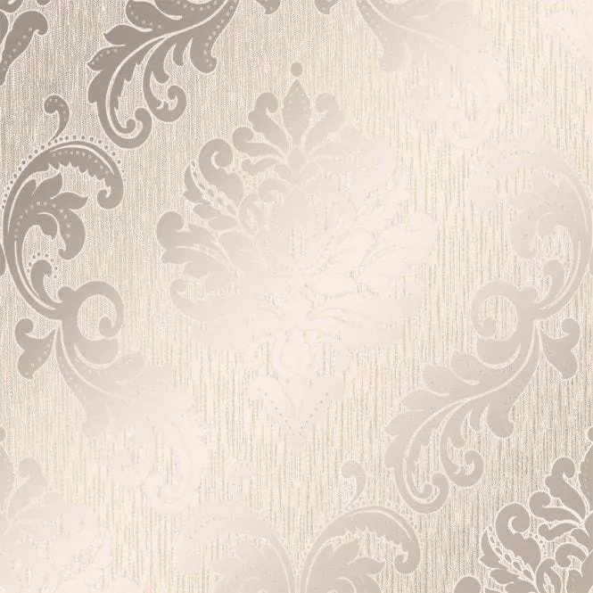 Chelsea Glitter Damask Wallpaper in Cream and Gold