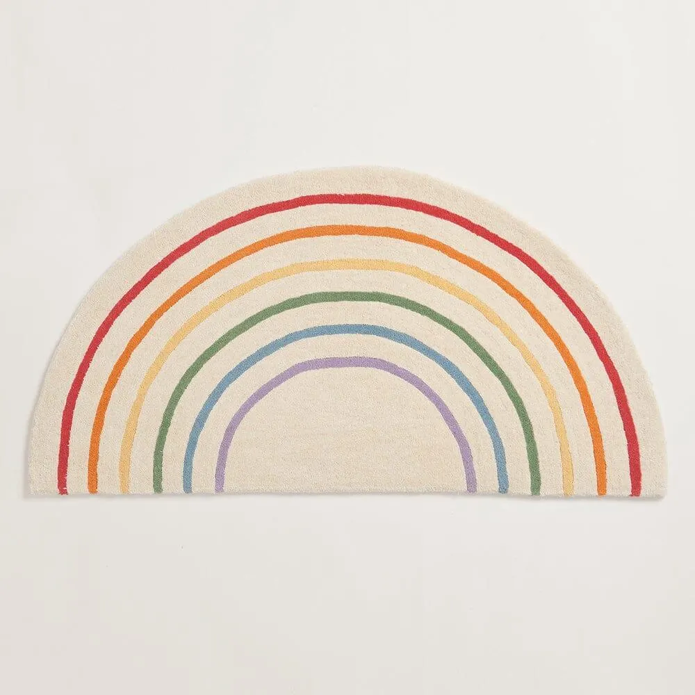 Rainbow Stripe Semi-Circle Rug