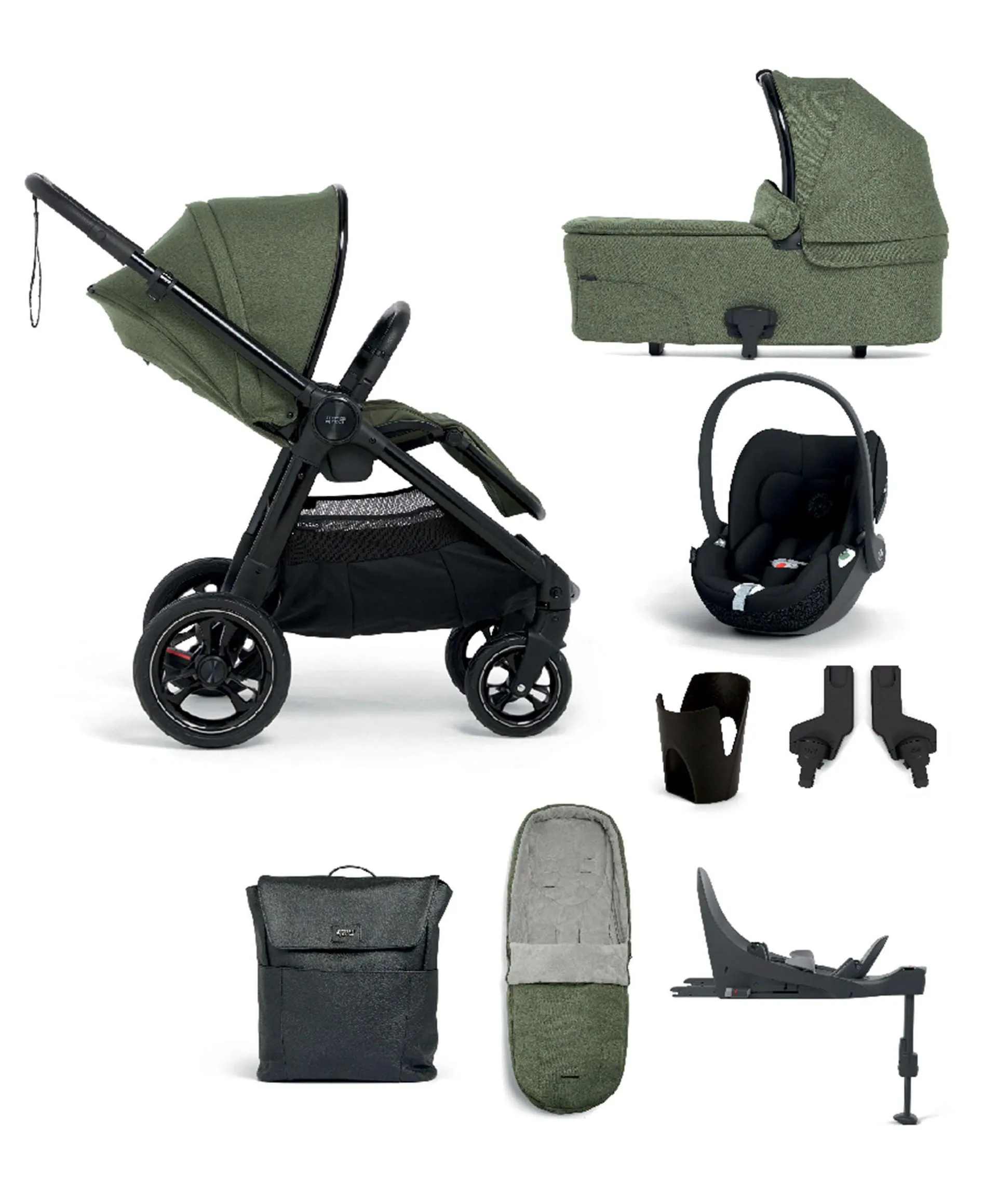 Ocarro Complete Pushchair Bundle With Cybex Cloud T Car Seat & Base (8 Pieces) - Juniper