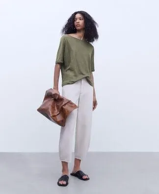 Linen bateau neck t-shirt