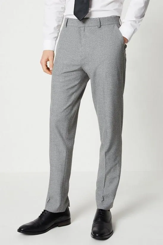 Grey Textured Semi Plain Suit Trouser